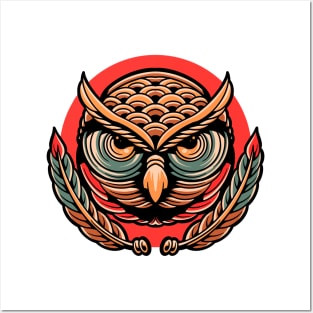 owl head tattoo Posters and Art